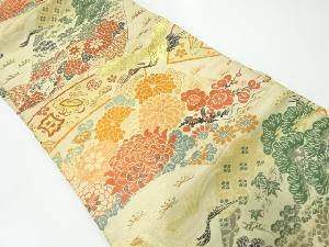 アンティーク　花鳥模様織出し名古屋帯（材料）